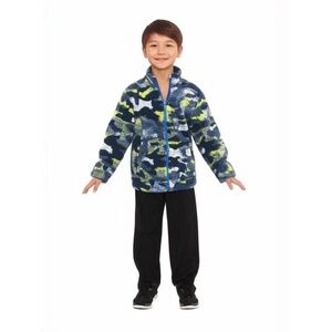 Eddie Bauer Fleece Jacket Kids L 14 16 Blue Camo Outdoor‎ Full-Zip Adventure
